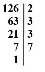 Scomposizione in fattori primi del 126