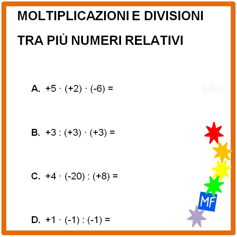 Moltiplicazione tra più numeri relativi