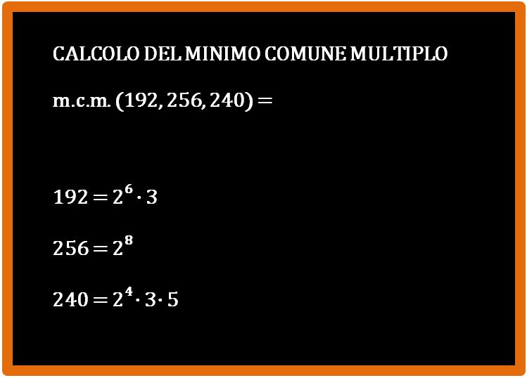 Calcolo del minimo comune multiplo tra tre numeri