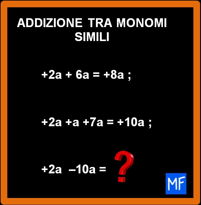Come si esegue l’addizione tra monomi