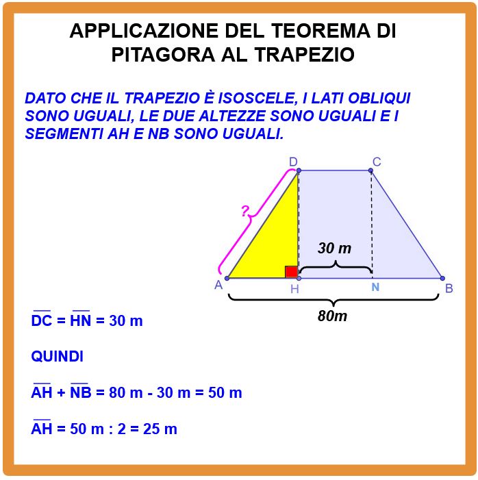 Applicazione del Teorema di Pitagora al trapezio