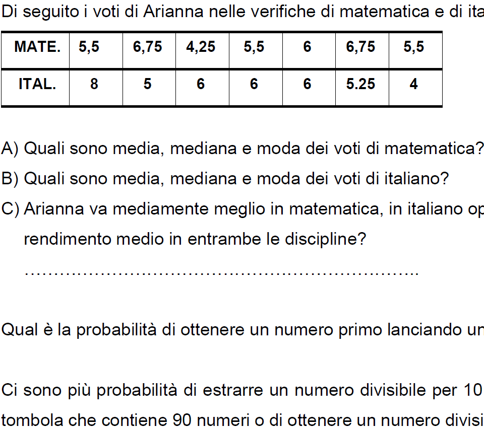 Verifica di statistica e probabilità