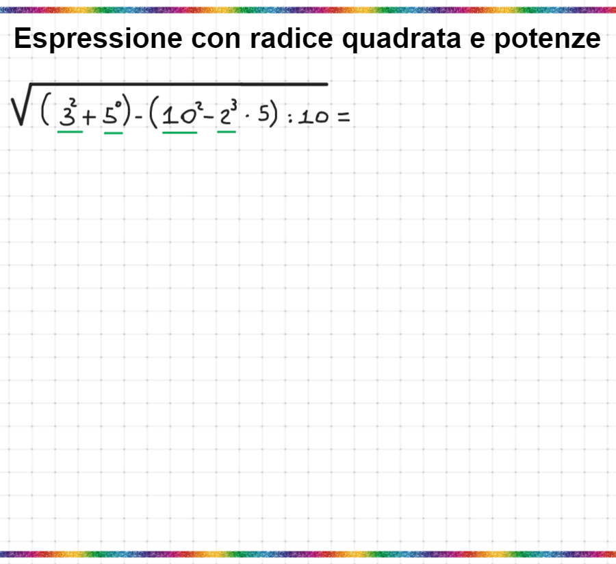 Espressione con radice e potenze