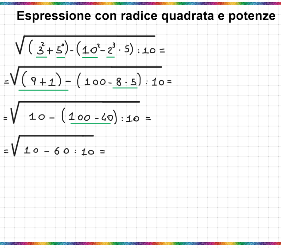 Espressione con radice e potenze