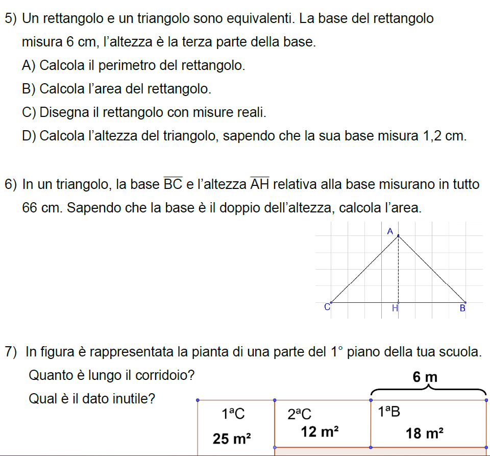 Verifica aree dei rettangoli e dei triangoli