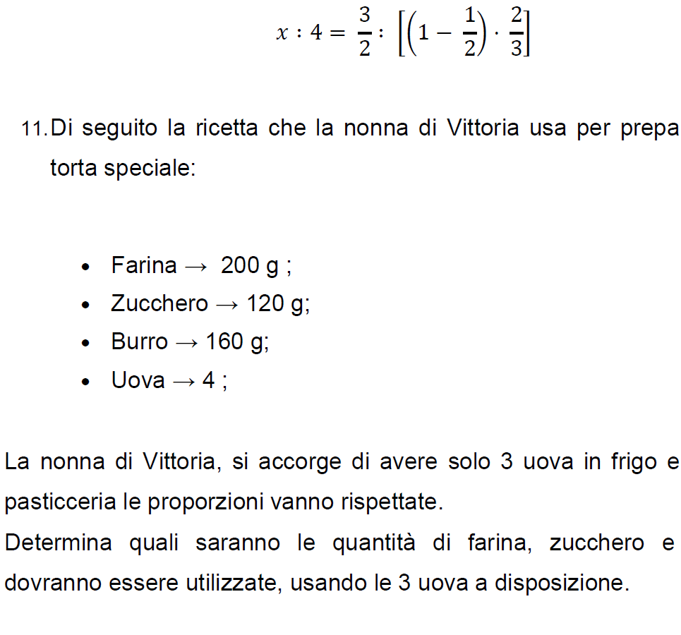 Esempio di verifica con le proporzioni