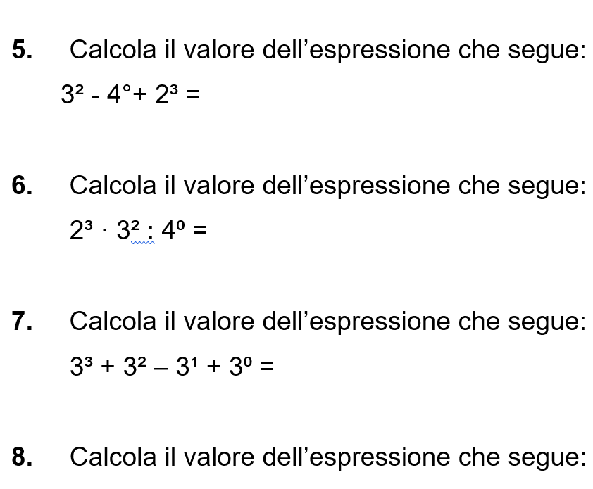 Verifica sulle potenze